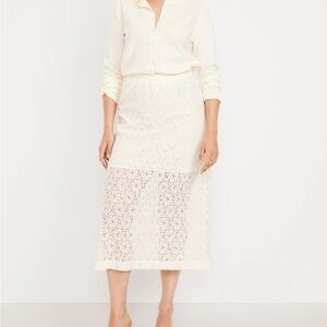 Old Navy Cream Lace Midi Skirt